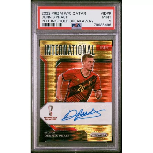 PSA 9 2022 PANINI PRIZM WORLD CUP QATAR INTERNATIONAL INK #IDPR DENNIS PRAET INT'L.INK-GOLD BREAKAWA