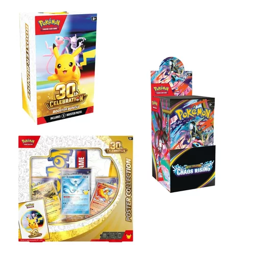30th Booster Bundle + 30th Poster Collection + Halve Boosterbox ME04 Chaos Rising