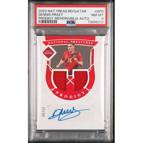 PSA 8 2022 PANINI FIFA QATAR PRODIGY MEMORABILIA AUTOGRAPHS #DPR DENNIS PRAET PRODIGY MEMORABILIA