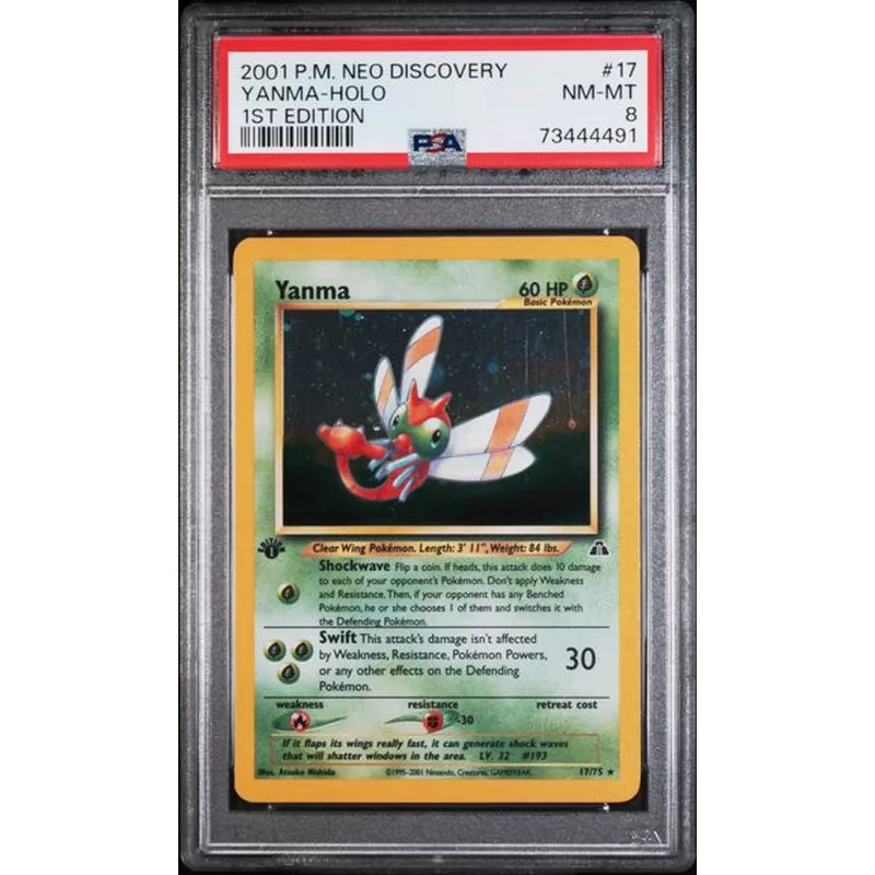 PSA 8 Pokemon Neo Discovery 1st Edition 17 Yanma Holo 