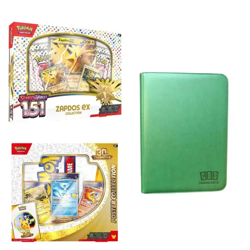 30Th Poster Collection + Zapdos 151 Collection + CGS 9-Pocket Binder