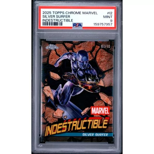 PSA 9 Marvel Topps Chrome Marvel Indestructible 12 Silver Surfer