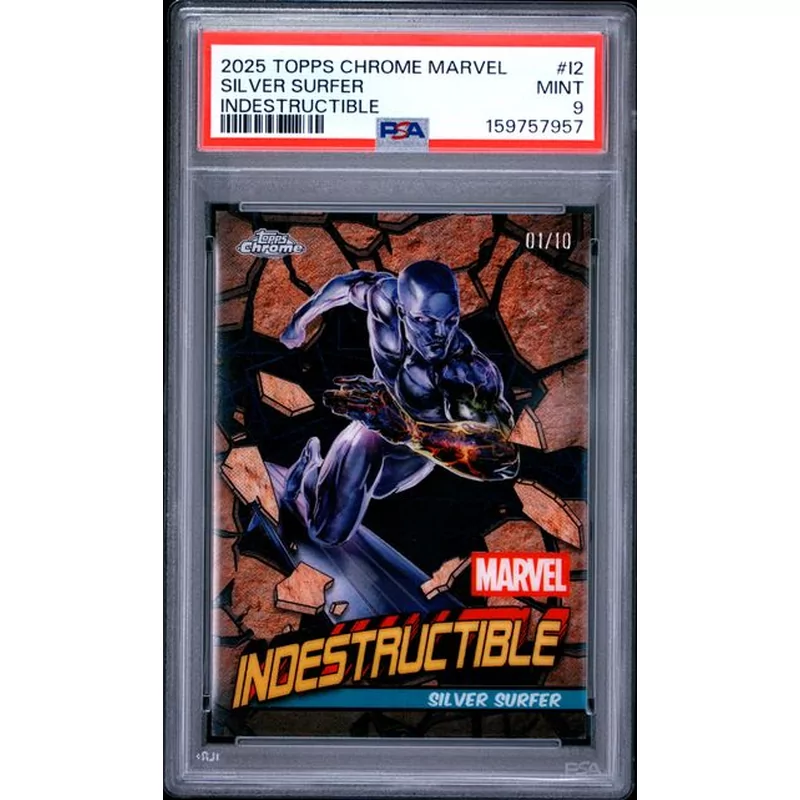 PSA 9 Marvel Topps Chrome Marvel Indestructible 12 Silver Surfer
