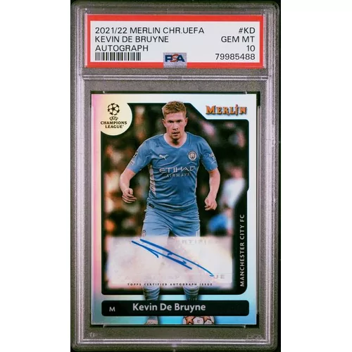 PSA 10 2021-2022 TOPPS MERLIN CHROME UEFA LEAGUE AUTOGRAPHS #KD KEVIN DE BRUYNE AUTOGRAPH