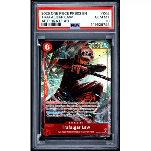 PSA 10 One Piece PRB02 #002 Trafalgar Law Alternate Art
