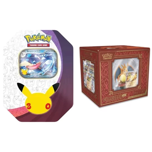 Pokémon Tin 30th Celebration - Greninja ex + Pokémon Super Premium Collection - Charizard Ex