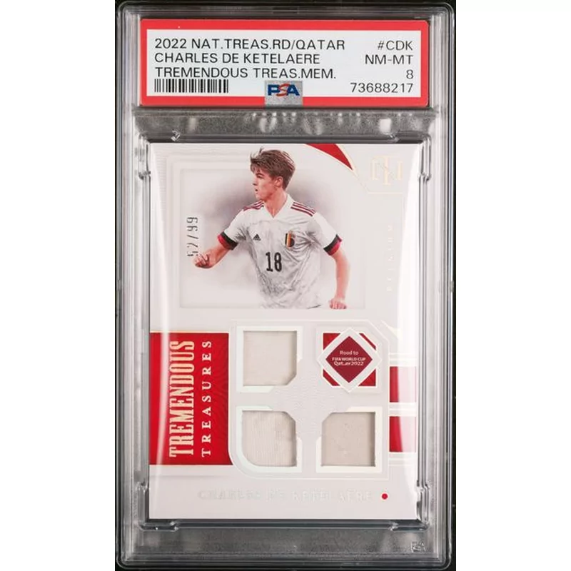 PSA 8 2022 PANINI NATIONAL TREASURE FIFA MEMORABILIA #8 CHARLES DE KETELAERE