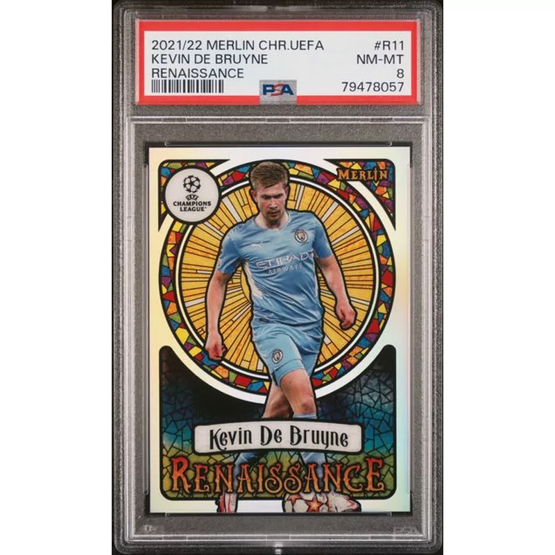 PSA 8 2021-2022 TOPPS MERLIN CHROME UEFA LEAGUE RENAISSANCE #R11 KEVIN DE BRUYNE RENAISSANCE