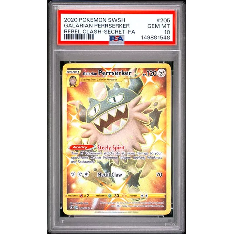 PSA 10 Pokémon Rebel Clash 205 Galarian Perrserker