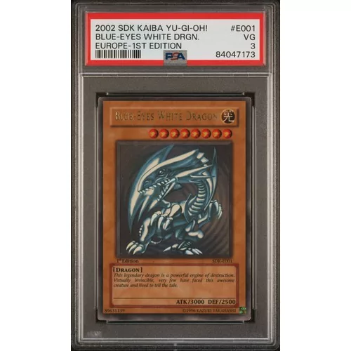 PSA 3 Yu-Gi-Oh! Starter Deck Kaiba #E001 Blue-Eyes White Dragon Europe 1st Edition