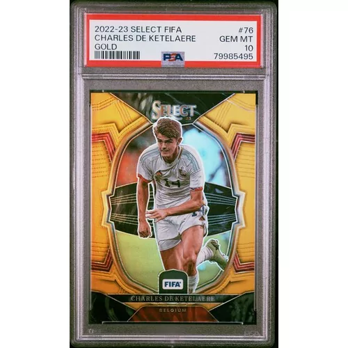 PSA 10 2022 PANINI SELECT FIFA #76 CHARLES DE KETELAERE GOLD