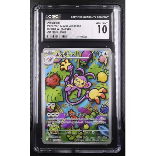 CGC 10 Ambipom Pokemon 2025 Japanese Inferno X 092/080 Art Rare Holo