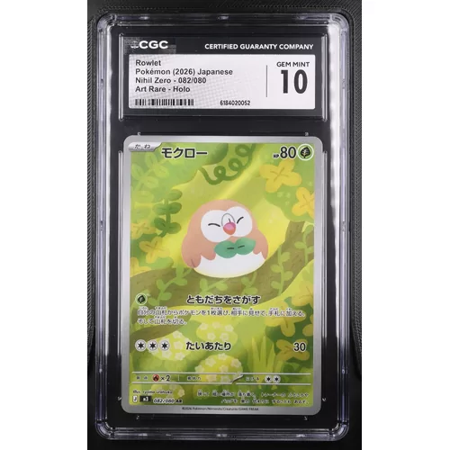 CGC 10 Rowlet Pokémon (2026) Japanese Nihil Zero 082/080 Art Rare Holo