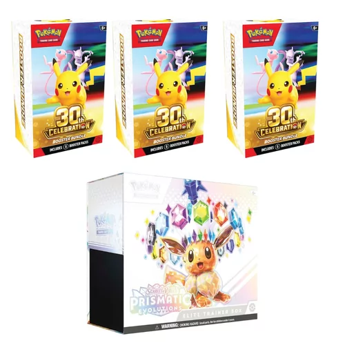 3 X Pokémon Booster Bundle - 30th Celebration + Elite Trainer Box Prismatic Evolutions