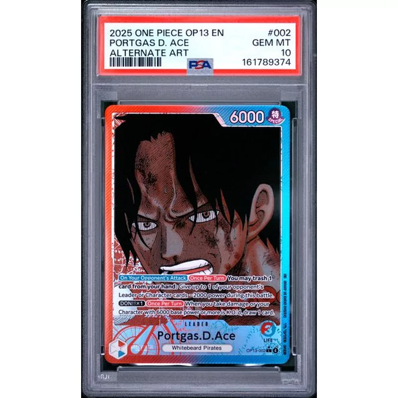 PSA 10 One Piece OP13 English #002 Portgas D. Ace Alternate Art