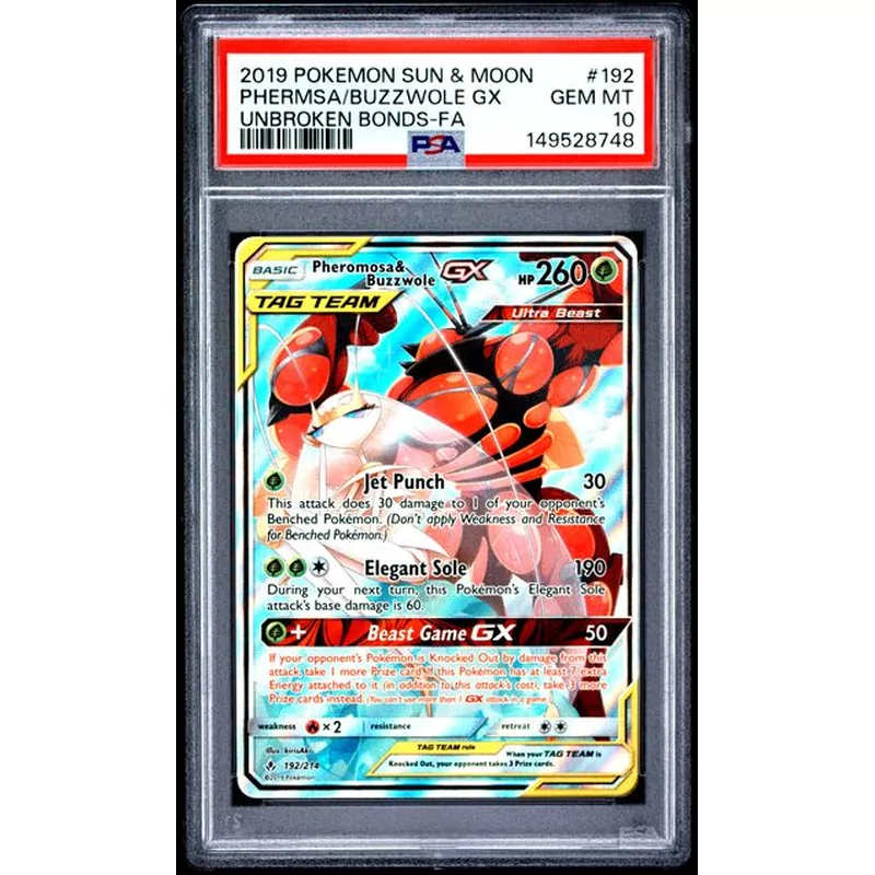 PSA 10 Pokemon Unbroken Bonds 192 Pheromosa Buzzwole GX