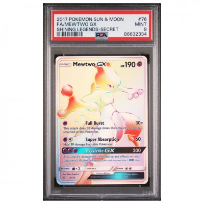 PSA 9 Mewtwo GX Full art Rainbow #76 Shining Legends 