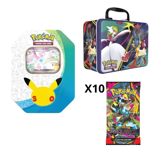 Sylveon Tin 30Th + Collector Chest Fall + 10 ME05 Pitch Black Packs