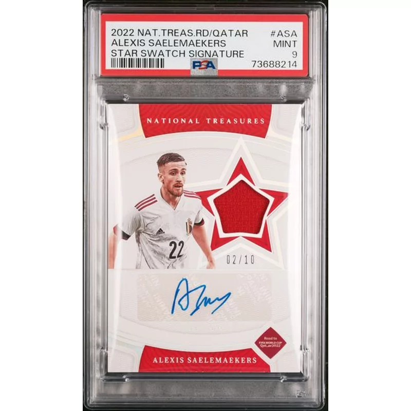 PSA 9 2022 PANINI NATIONAL TREASURES FIFA STAR SWATCH SIGNATURES #ASA ALEXIS SAELEMAEKERS