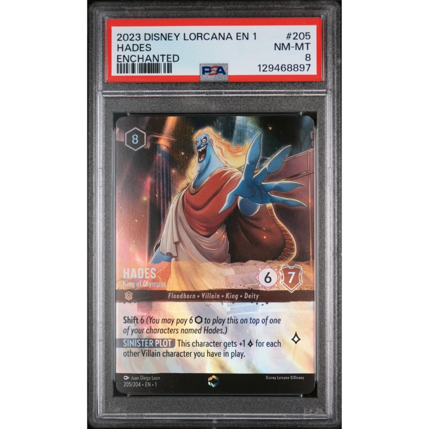 PSA 8 Disney Lorcana EN 1 205 Hades Enchanted | Cardgameshop