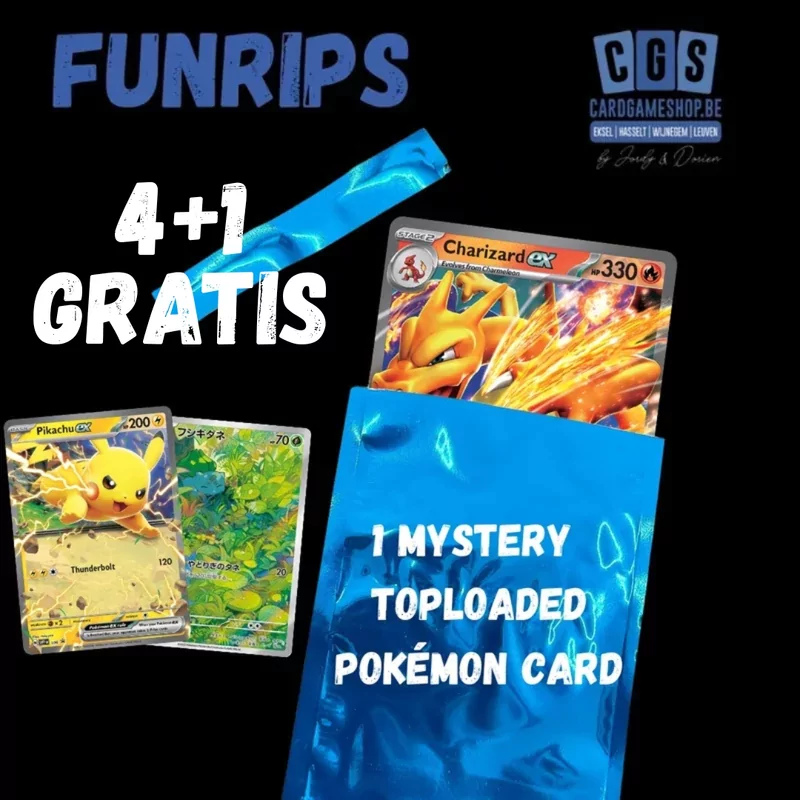 CGS Funrips 1 Mystery Single Toploaded Pokémonkaart- Blauw €3 [4+1 GRATIS!]