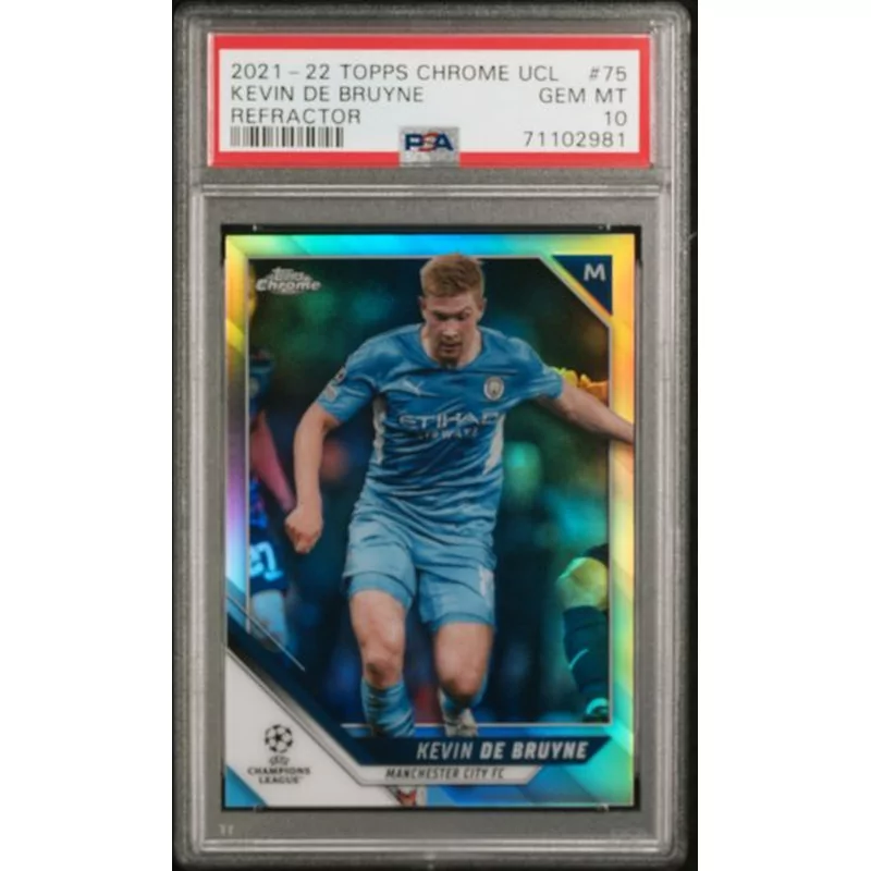 PSA 10 2021 TOPPS CHROME UEFA CHAMPIONS LEAGUE #75 KEVIN DE BRUYNE REFRACTOR