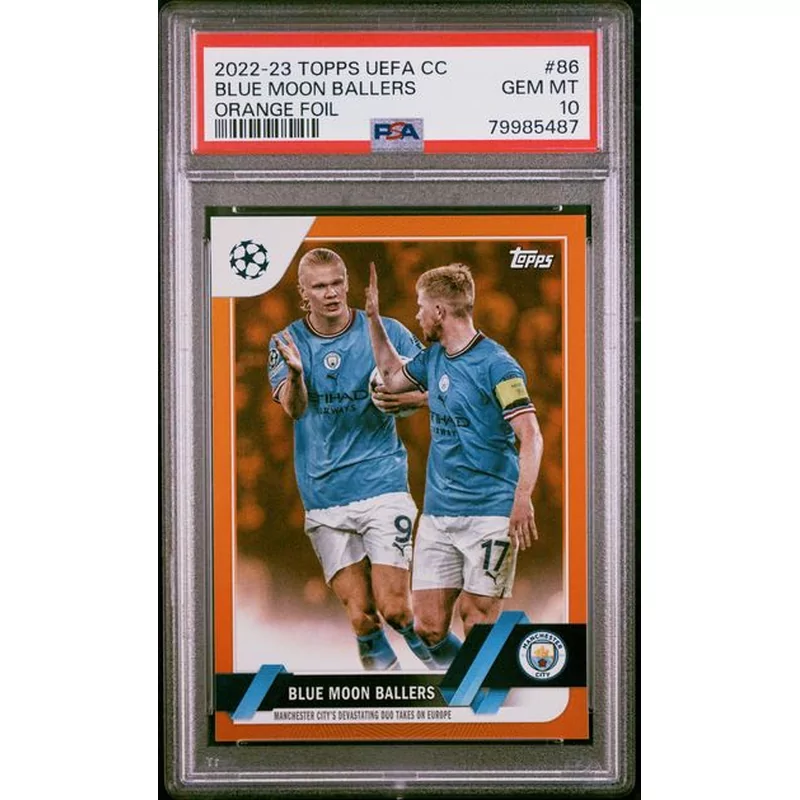 PSA 10 2022 TOPPS UEFA CLUB COMPETITIONS #86 BLUE MOON BALLERS ORANGE FOIL