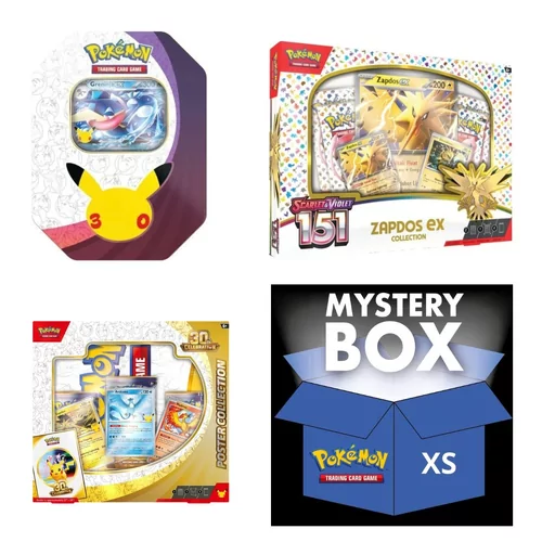 30Th Greninja Tin + 30Th Poster Collection + Zapdos 151 Col + Mystery Box XS