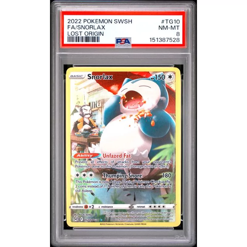 PSA 8 Pokémon Lost Origin TG10 Snorlax