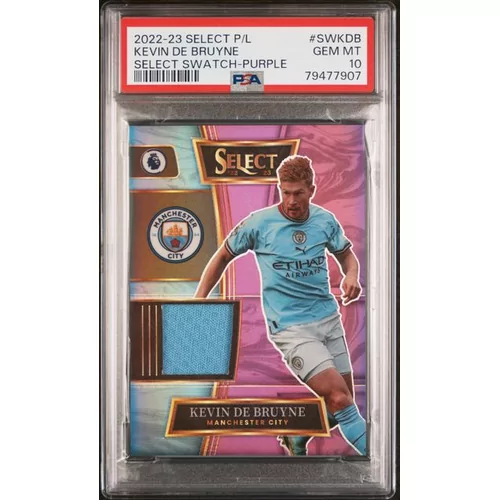 PSA 10 2022-23 PANINI SELECT PREMIER LEAGUE SWATCHES #SWKDB KEVIN DE BRUYNE SELECT SWATCH-PURPLE