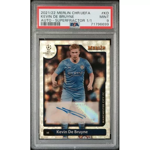PSA 9 2021-2022 TOPPS MERLIN CHROME UEFA LEAGUE AUTOGRAPHS #KD KEVIN DE BRUYNE AUTO-SUPERFRACTOR 1/1
