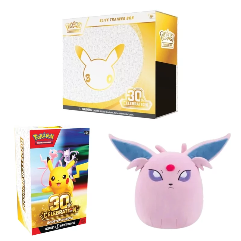 30th Elite Trainer Box + 30th Booster Bundle + Squishmallow Espeon