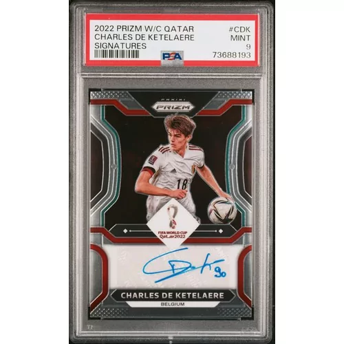 PSA 9 2022 PANINI PRIZM WORLD CUP QATAR SIGNATURES #CDK CHARLES DE KETELAERE SIGNATURES