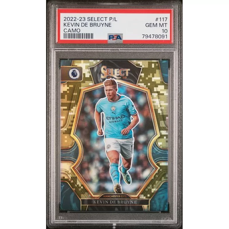 PSA 10 2022-23 PANINI SELECT PREMIER LEAGUE #117 KEVIN DE BRUYNE CAMO