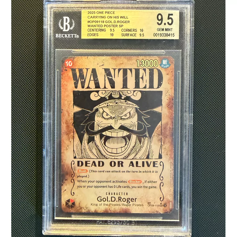 BGS 9.5 One Piece Carrying On His Will OP09 118 Gol.D.Roger Wanted Poster SP