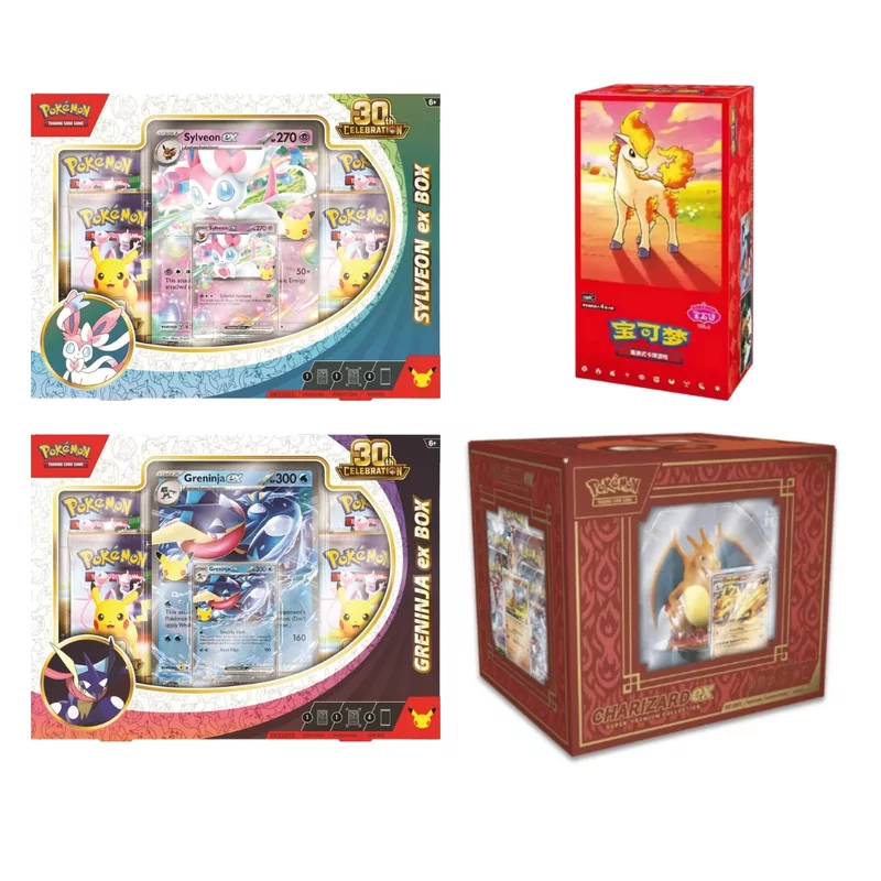 Sylveon & Greninja ex Box 30Th Celebration + Gem Pack 4 Box + Super Premium Charizard