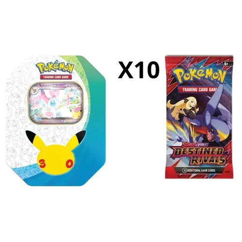 Pokémon Tin 30th Celebration - Sylveon ex + 10 X Boosterpack Destined Rivals