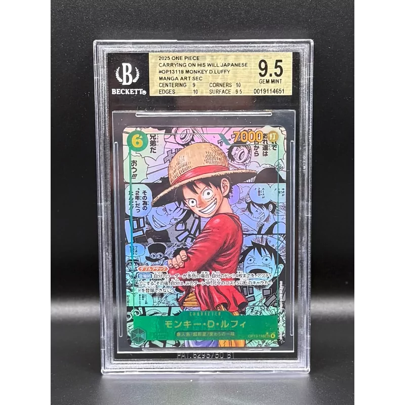 BGS 9.5 One Piece Carrying on His Will Japanese #OP13118 Monkey D. Luffy Manga Art SEC