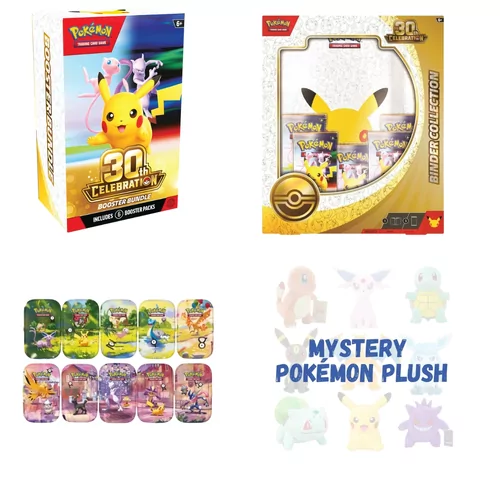 30th Booster Bundle + Binder Collection + Mini Tin + Mystery Plush 