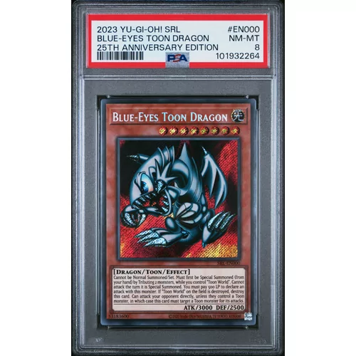 PSA 8 2023 YU-GI-OH! SPELL RULER 25TH ANNIVERSARY EDITION #EN000 BLUE-EYES TOON DRAGON 