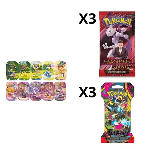30th Mini Tin [RANDOM ART] + 3 X Destined Rivals Pack + 3 Pitch Black Sleeved Pack 