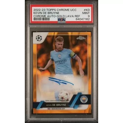 PSA 9 2022-23 TOPPS CHROME UEFA CLUB COMPETITIONS CHROME AUTOGRAPHS #KD KEVIN DE BRUYNE GOLD LAVA