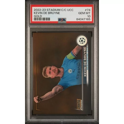 PSA 10 2022-23 TOPPS STADIUM CLUB CHROME UEFA CLUB COMPETITIONS #74 KEVIN DE BRUYNE GOLD REFRACTOR