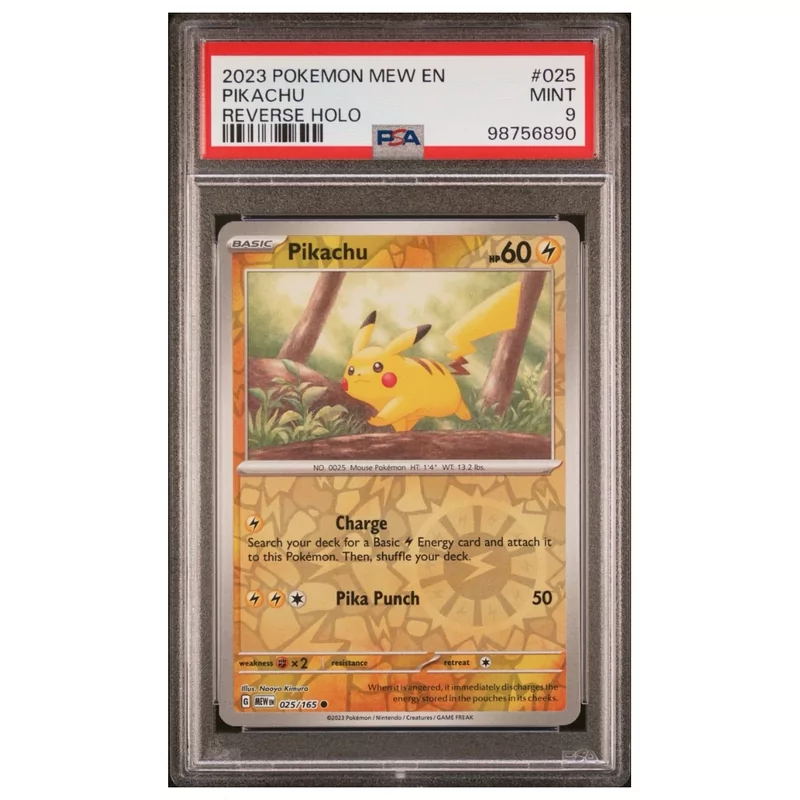 PSA 9 Pikachu Reverse Holo #025 MEW-EN 151