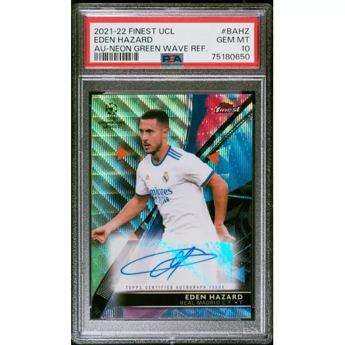 PSA 10 2021-2022 TOPPS FINEST UEFA CHAMPIONS LEAGUE AUTOGRAPHS #BAHZ EDEN HAZARD AU-NEON GREEN WAVE 