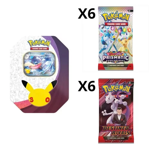 30Th Greninja Tin + 6 X Destined Rivals Pack + 6 X Prismatic Evolutions Pack