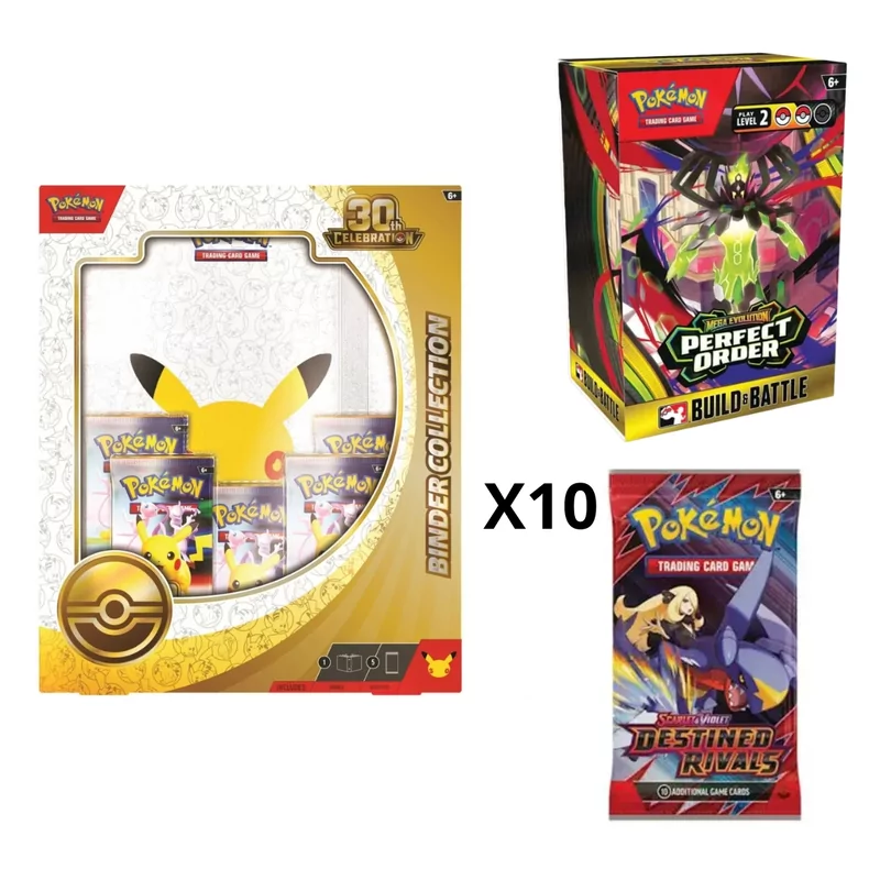 Binder 30Th + 10 Destined Rivals Packs + ME03 Build & Battle Perfect Order 