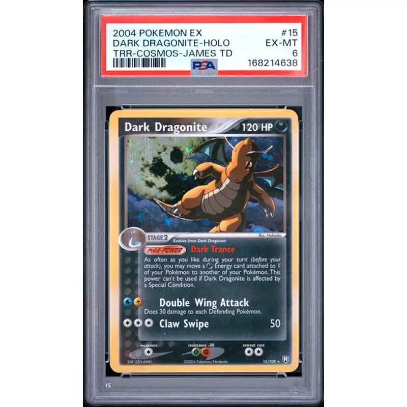 PSA 6 Pokémon EX Team Rocket Returns 15 Dark Dragonite Holo TRR Cosmos James TD