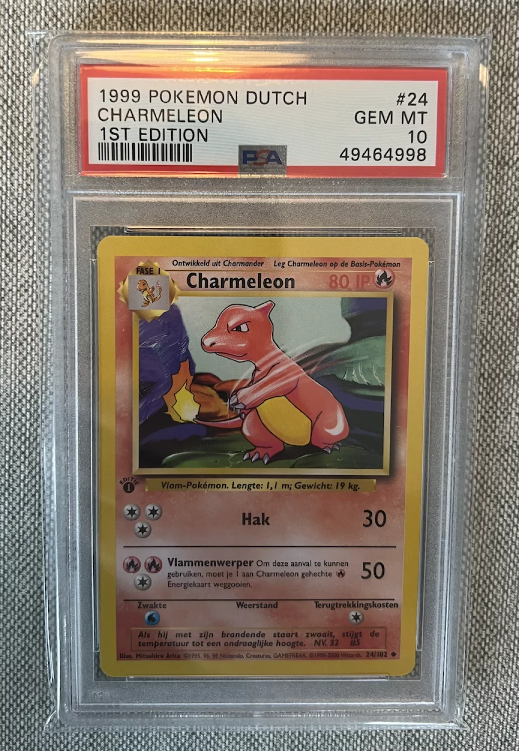 Charmeleon 1ste Edition 24/102 DUTCH - PSA10 | Cardgameshop Charmeleon 1ste Edition 24/102 DUTCH - PSA10 | Cardgameshop