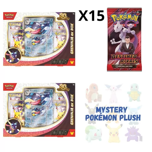 2 X 30th Greninja Box + 15 X Destined Rivals Pack + Mystery Plush